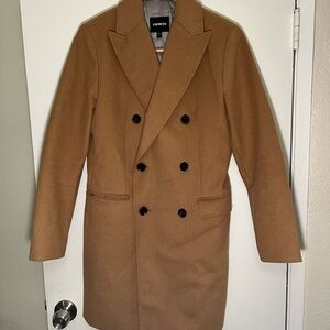 Express Men's Camel Double-Breasted Coat